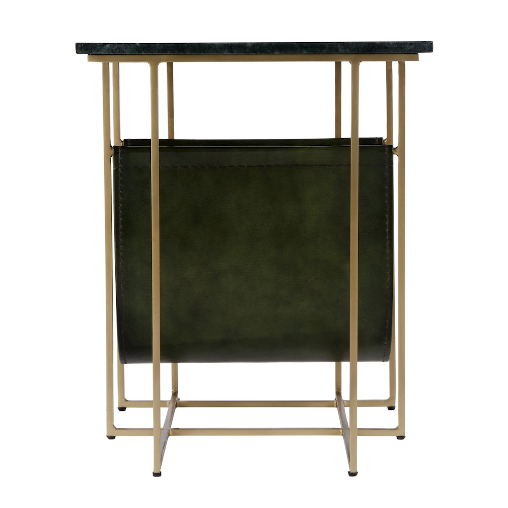 Stephanik 20.25 in. W Rectangular Marble & Leather Magazine Side Table, Green. Picture 4