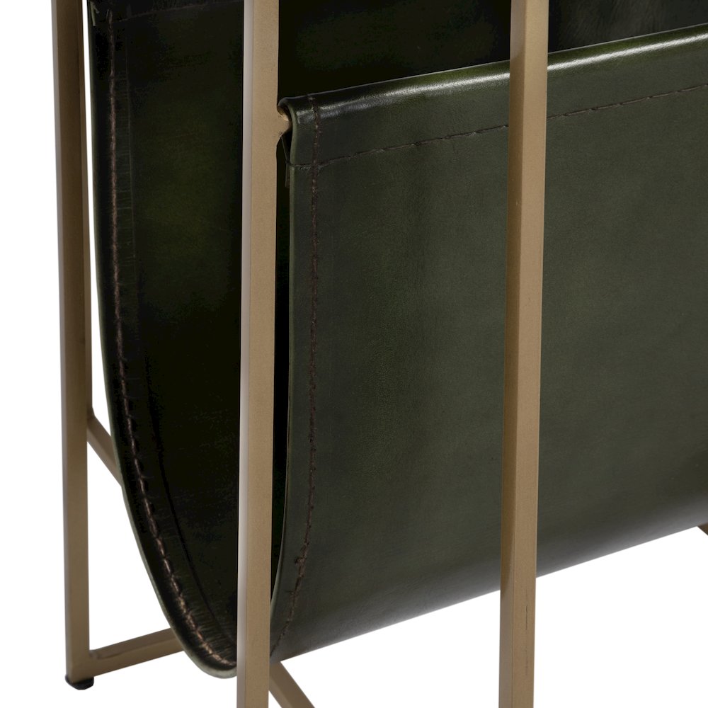 Stephanik 20.25 in. W Rectangular Marble & Leather Magazine Side Table, Green. Picture 6