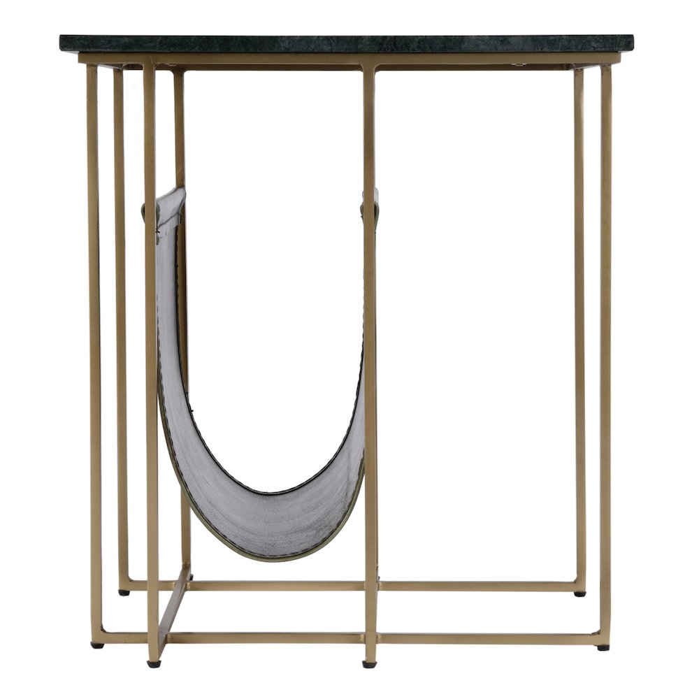 Stephanik 20.25 in. W Rectangular Marble & Leather Magazine Side Table, Green. Picture 7