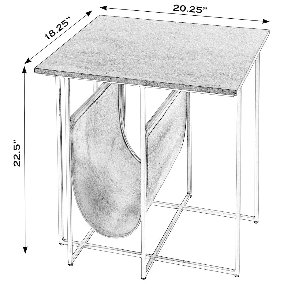 Stephanik 20.25 in. W Rectangular Marble & Leather Magazine Side Table, Green. Picture 3
