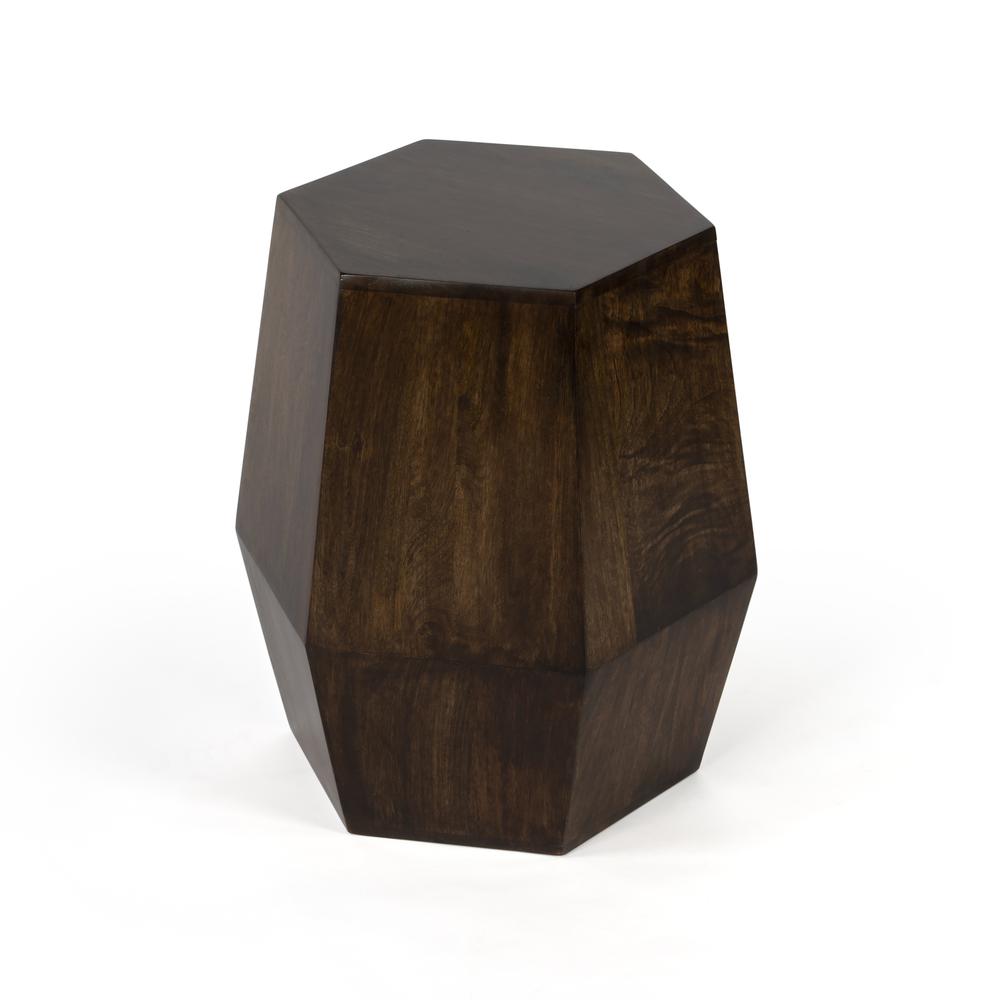 Gulchatai Wood Finish Side Table, Dark Brown. Picture 1