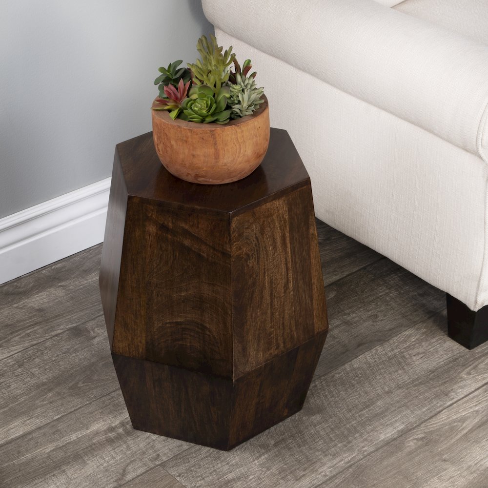 Gulchatai Wood Finish Side Table, Dark Brown. Picture 8