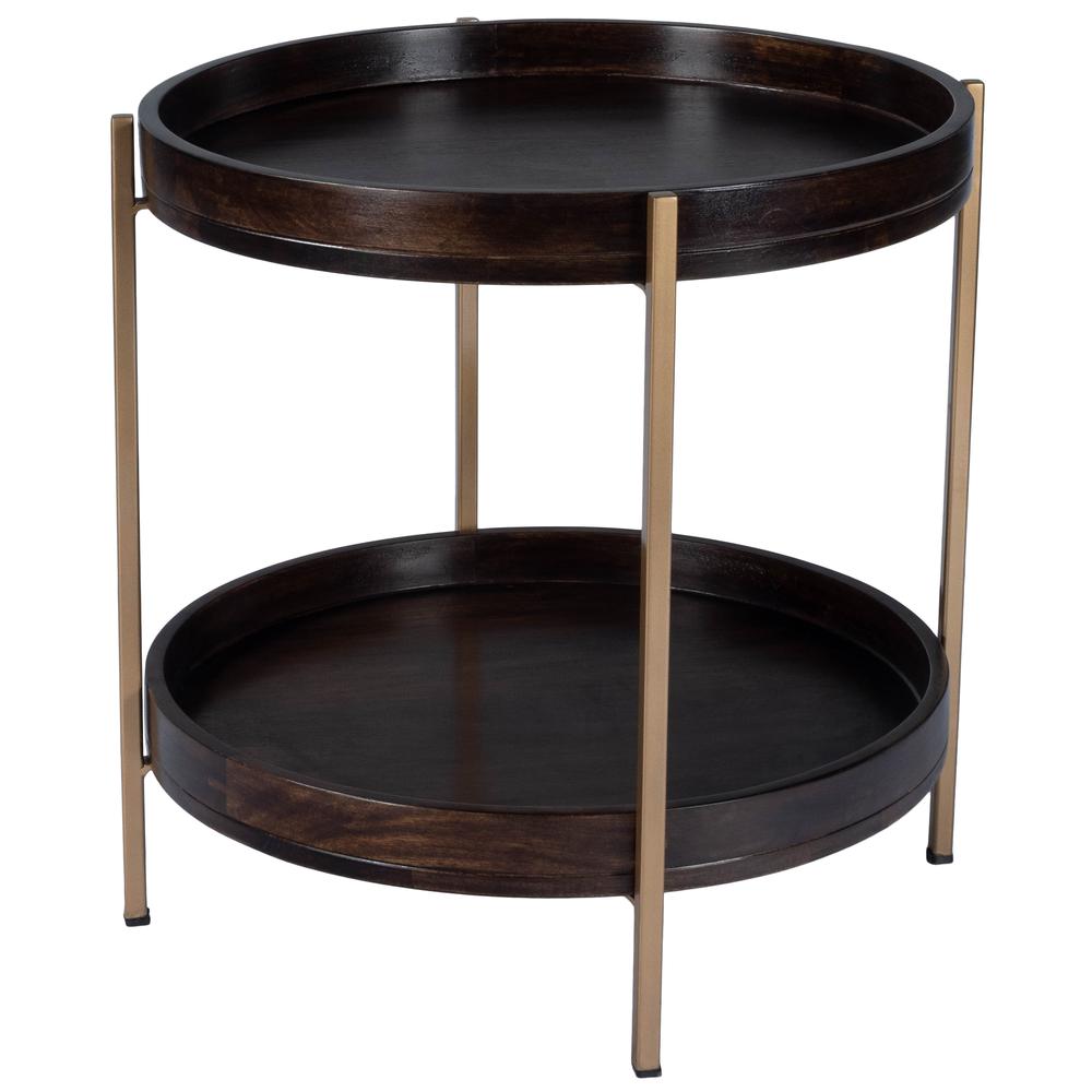 Damirra 23 in. W Round Wood & Metal 2 Tier Side Table. Picture 1