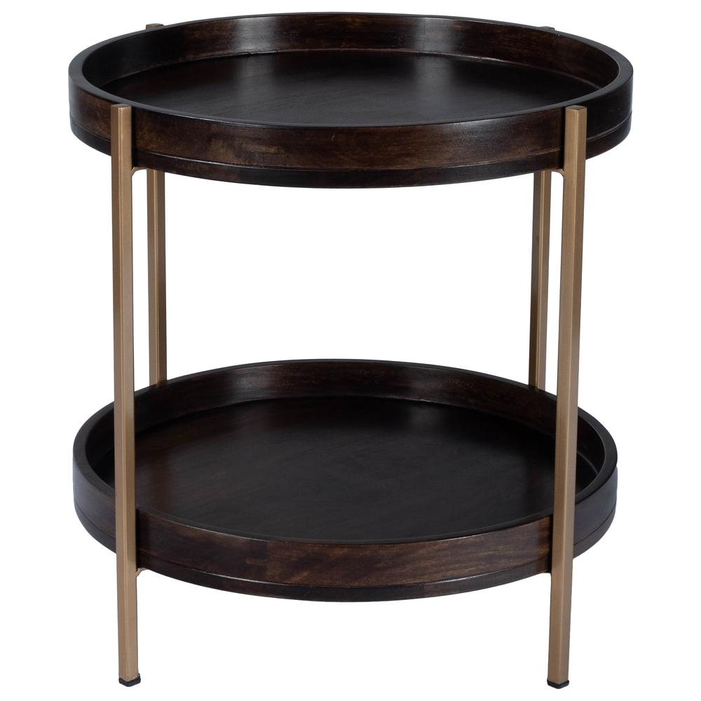Damirra 23 in. W Round Wood & Metal 2 Tier Side Table. Picture 2