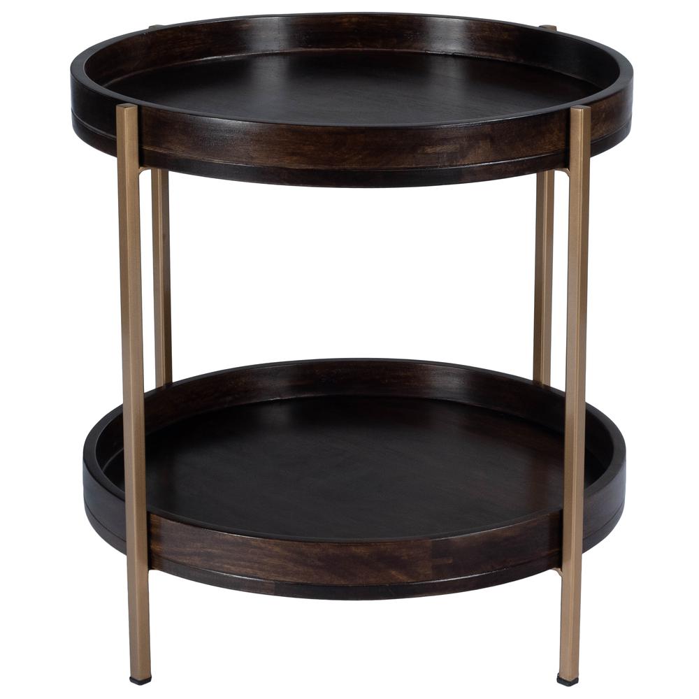 Damirra 23 in. W Round Wood & Metal 2 Tier Side Table. Picture 3
