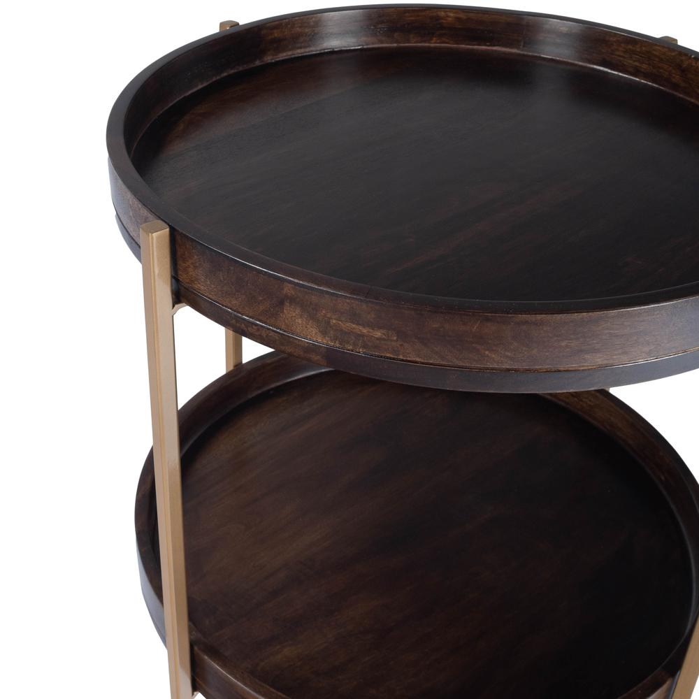 Damirra 23 in. W Round Wood & Metal 2 Tier Side Table. Picture 5