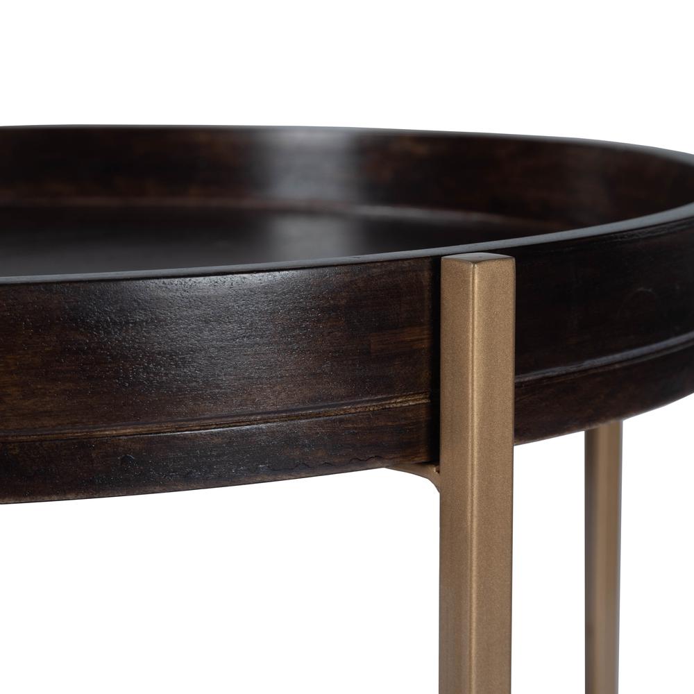 Damirra 23 in. W Round Wood & Metal 2 Tier Side Table. Picture 6