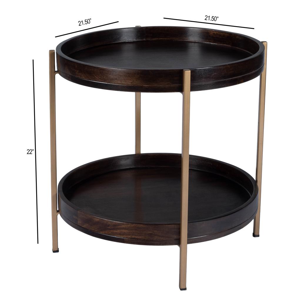 Damirra 23 in. W Round Wood & Metal 2 Tier Side Table. Picture 7