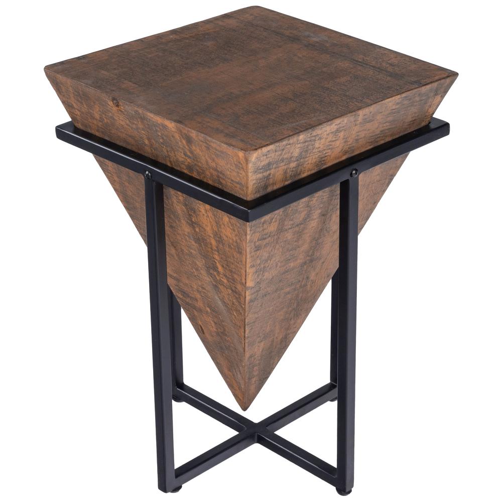 Gulnaria Wood & Metal Side Table, Dark Brown. Picture 1