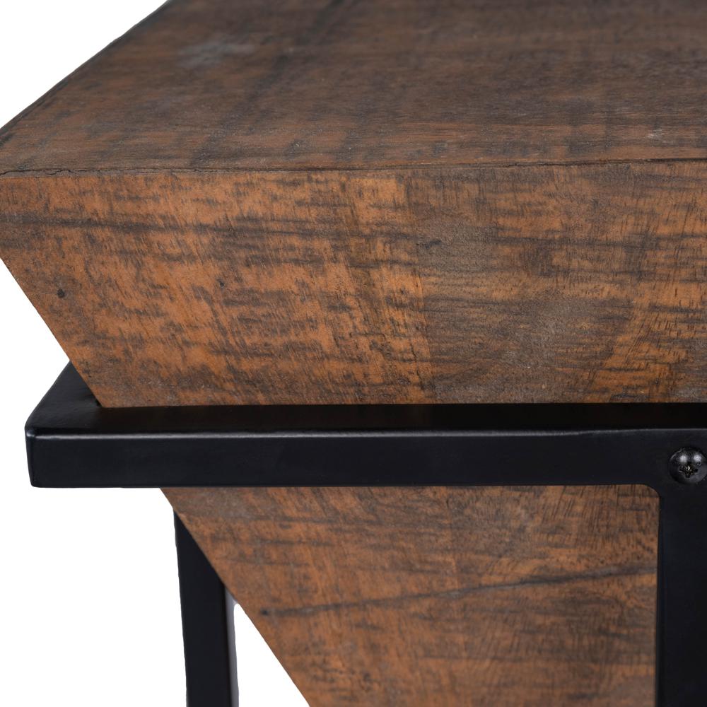 Gulnaria Wood & Metal Side Table, Dark Brown. Picture 7