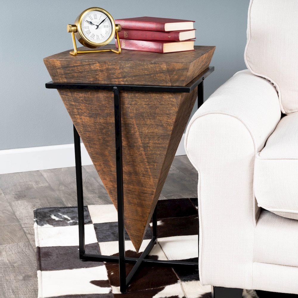 Gulnaria Wood & Metal Side Table, Dark Brown. Picture 10