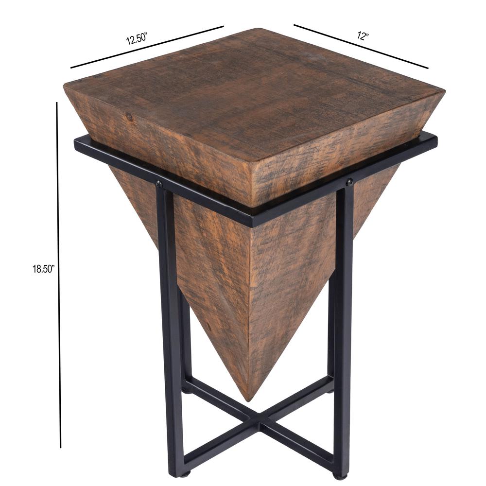 Gulnaria Wood & Metal Side Table, Dark Brown. Picture 9