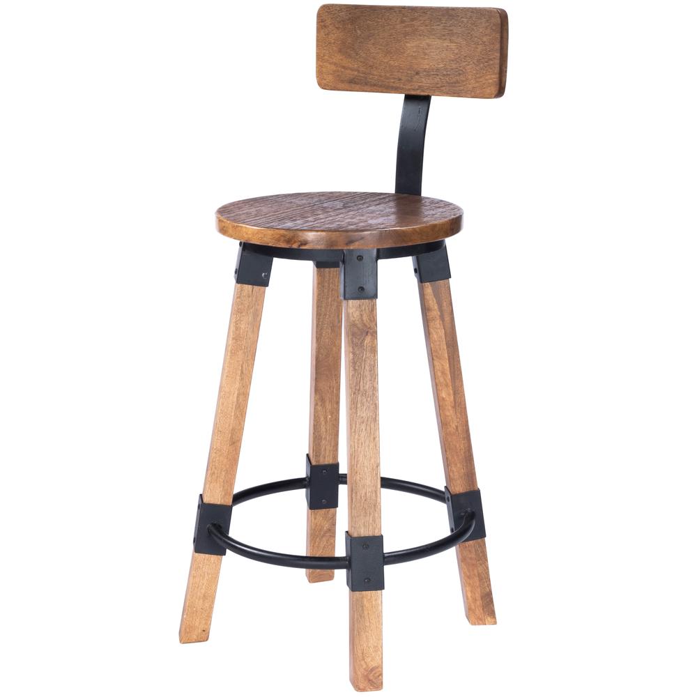 Mountain Lodge Wood & Metal 26" Counter Stool, Natural Wood. Picture 1
