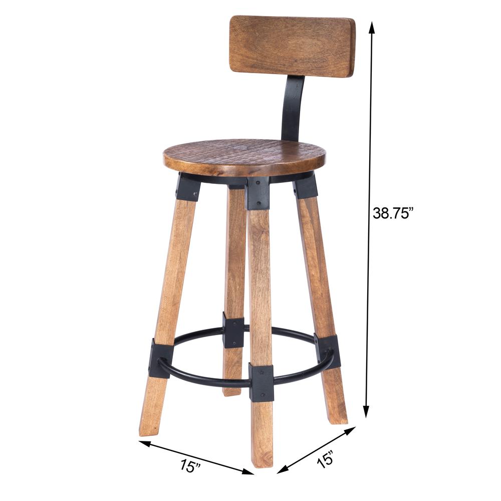 Mountain Lodge Wood & Metal 26" Counter Stool, Natural Wood. Picture 10