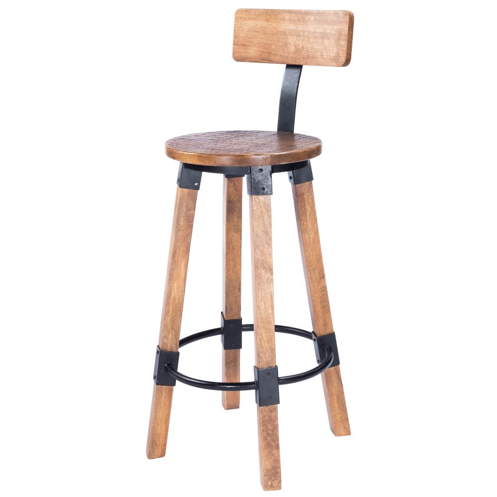 Mountain Lodge Wood & Metal 30" Bar Stool, Natural Wood. Picture 1