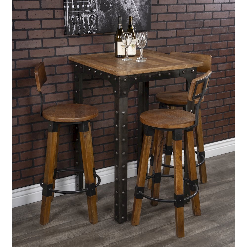 Mountain Lodge Wood & Metal 30" Bar Stool, Natural Wood. Picture 11