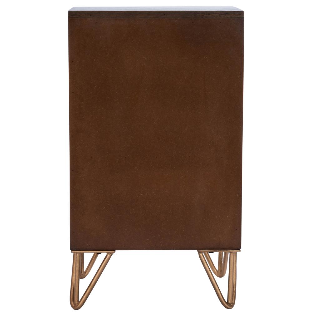 Alda Wood & Brass Metal Inlay Cabinet, Medium Brown. Picture 5