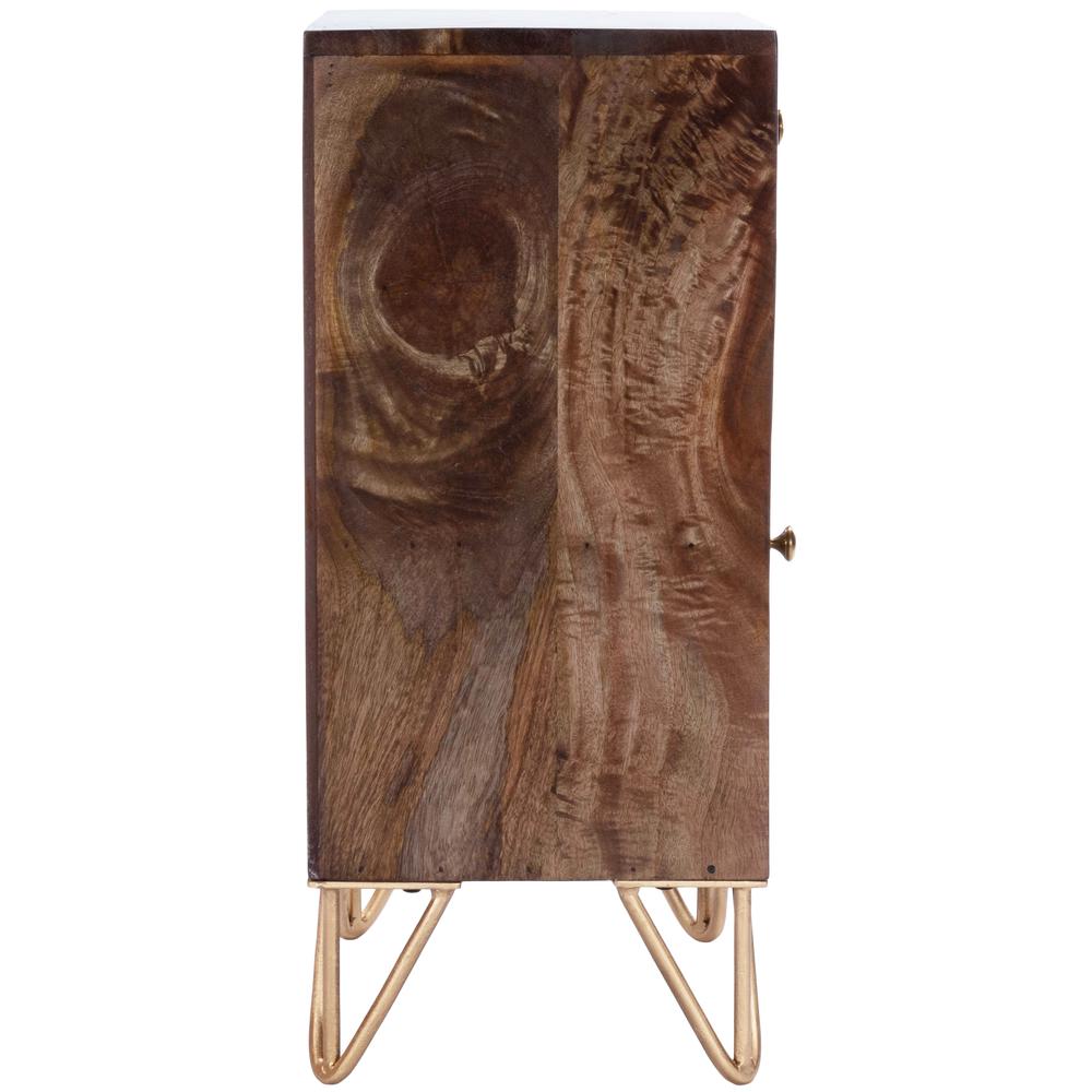 Alda Wood & Brass Metal Inlay Cabinet, Medium Brown. Picture 6