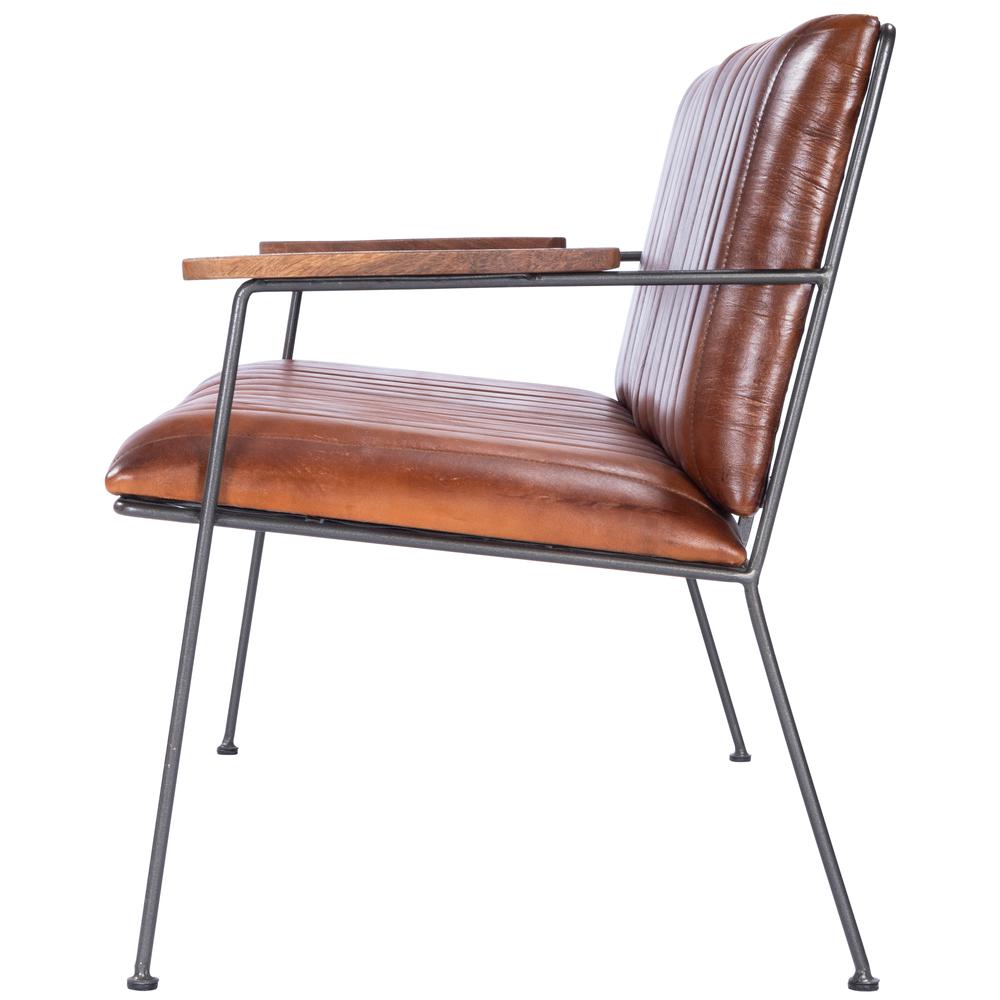 Phoenix Leather & Metal 53"W Bench, Medium Brown. Picture 3