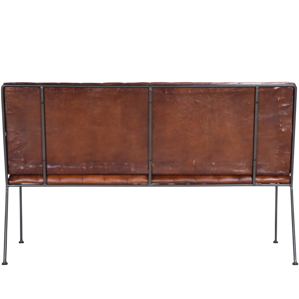 Phoenix Leather & Metal 53"W Bench, Medium Brown. Picture 4