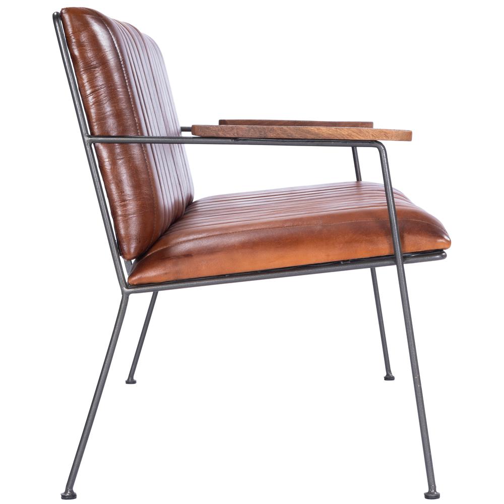 Phoenix Leather & Metal 53"W Bench, Medium Brown. Picture 5