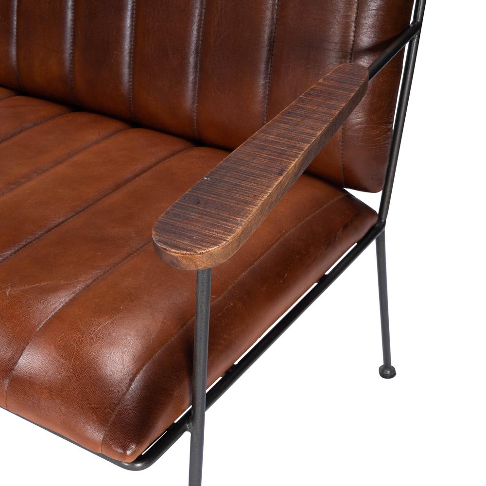 Phoenix Leather & Metal 53"W Bench, Medium Brown. Picture 7