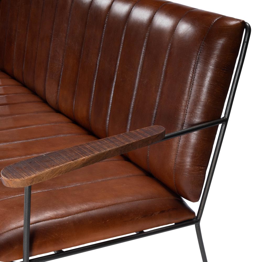 Phoenix Leather & Metal 53"W Bench, Medium Brown. Picture 8