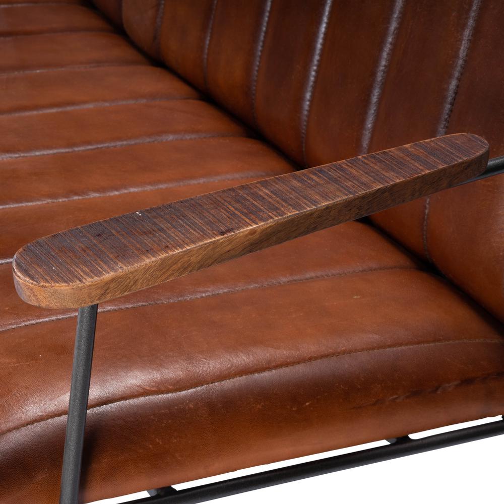 Phoenix Leather & Metal 53"W Bench, Medium Brown. Picture 9