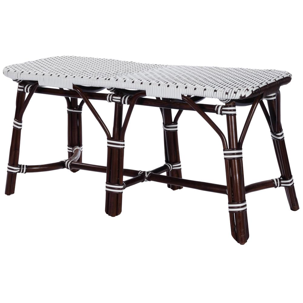 Marcella Rattan 42.5"W Bench, Dark Brown. Picture 1
