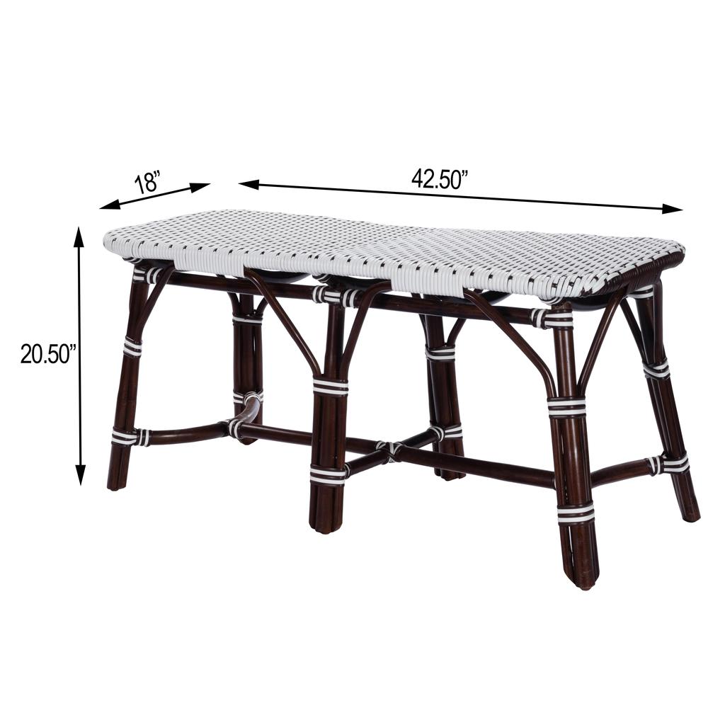 Marcella Rattan 42.5"W Bench, Dark Brown. Picture 12