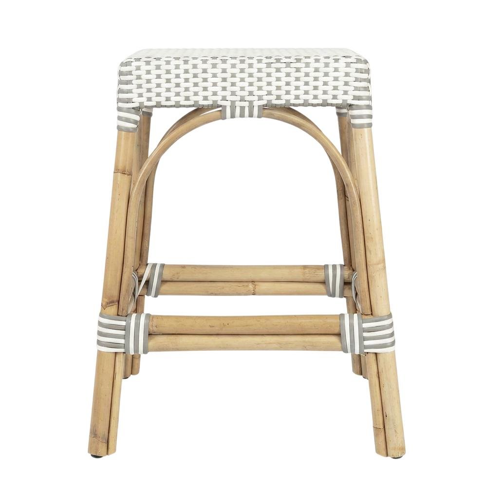 Rattan Counter Stool with Footrest, Coastal Bar Stool for Kitchen Dining Room. Picture 1