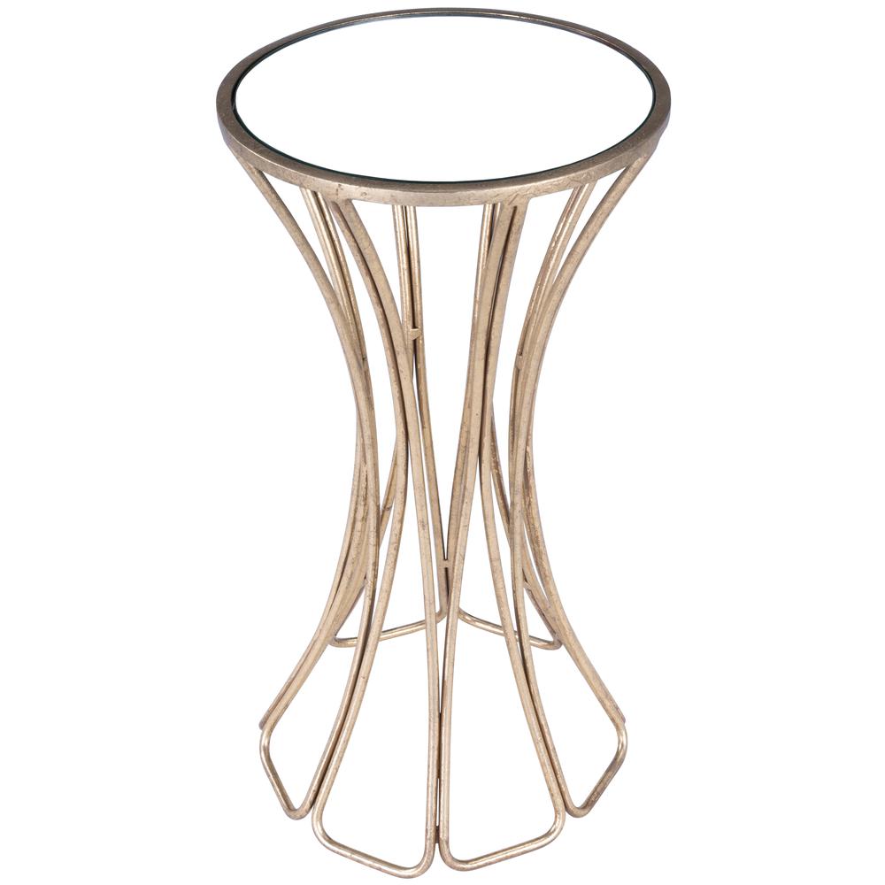 Faruh Metal & Mirrored Side Table, Silver. Picture 1