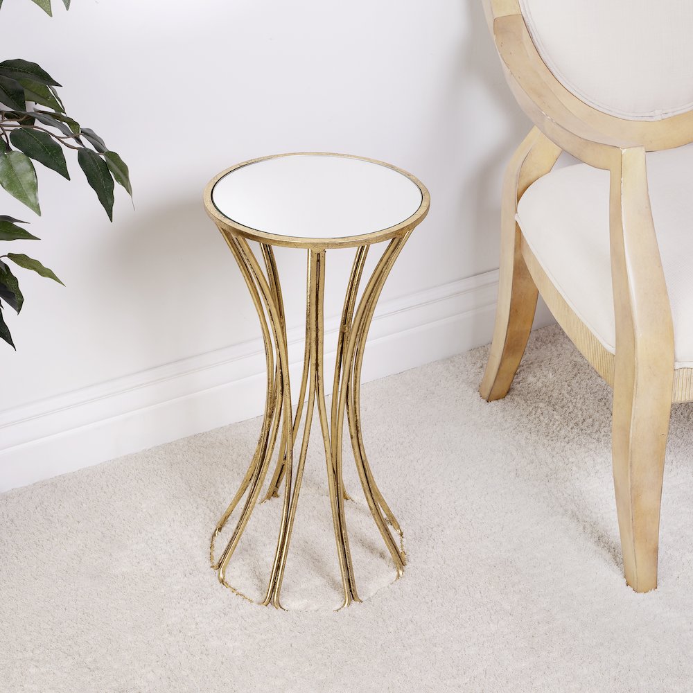 Faruh Metal & Mirrored Side Table, Silver. Picture 2