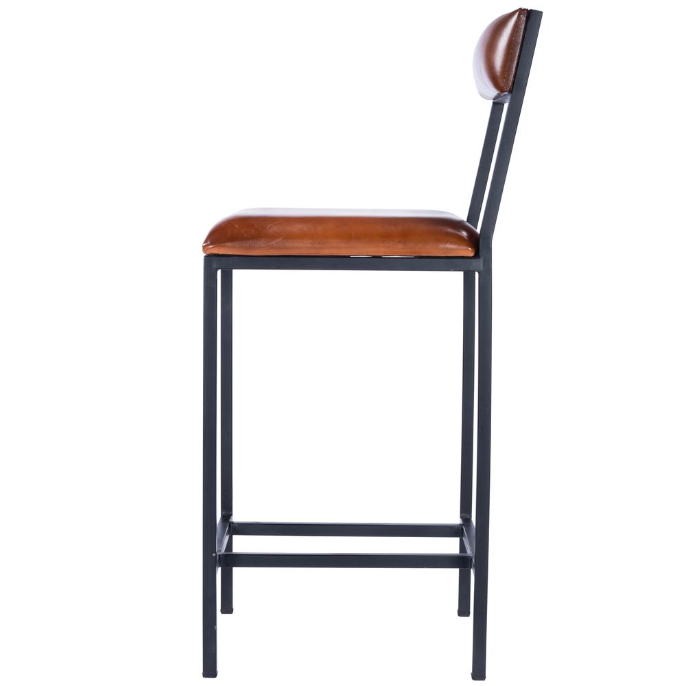 Lazarus Leather & Metal 27" Counter Stool, Medium Brown. Picture 3