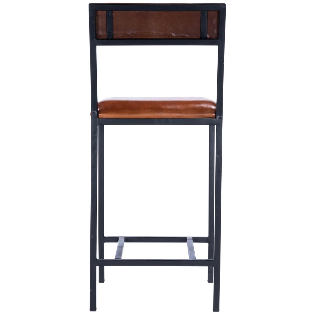 Lazarus Leather & Metal 27" Counter Stool, Medium Brown. Picture 4