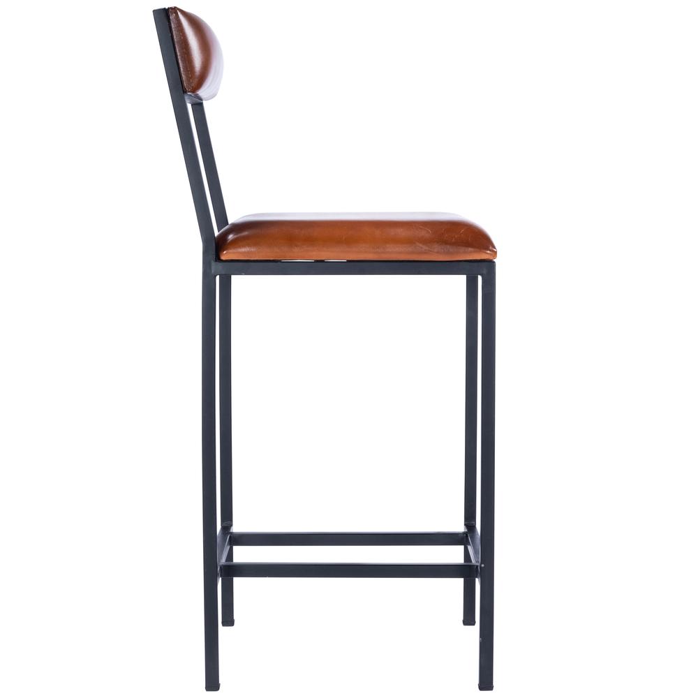 Lazarus Leather & Metal 27" Counter Stool, Medium Brown. Picture 5