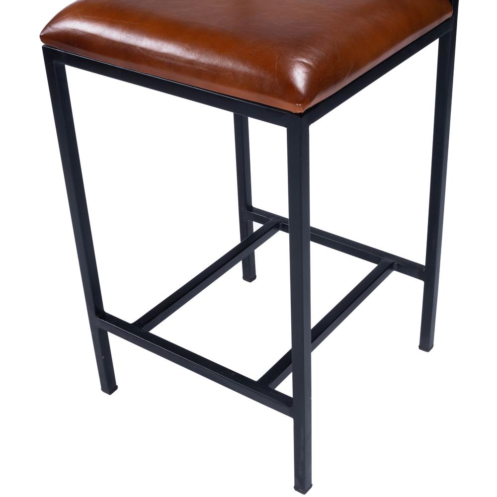 Lazarus Leather & Metal 27" Counter Stool, Medium Brown. Picture 8