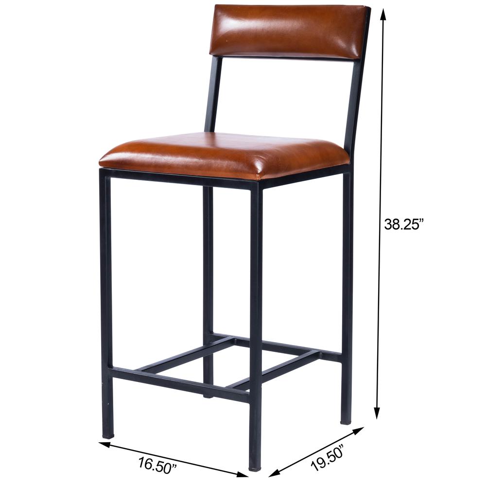 Lazarus Leather & Metal 27" Counter Stool, Medium Brown. Picture 10