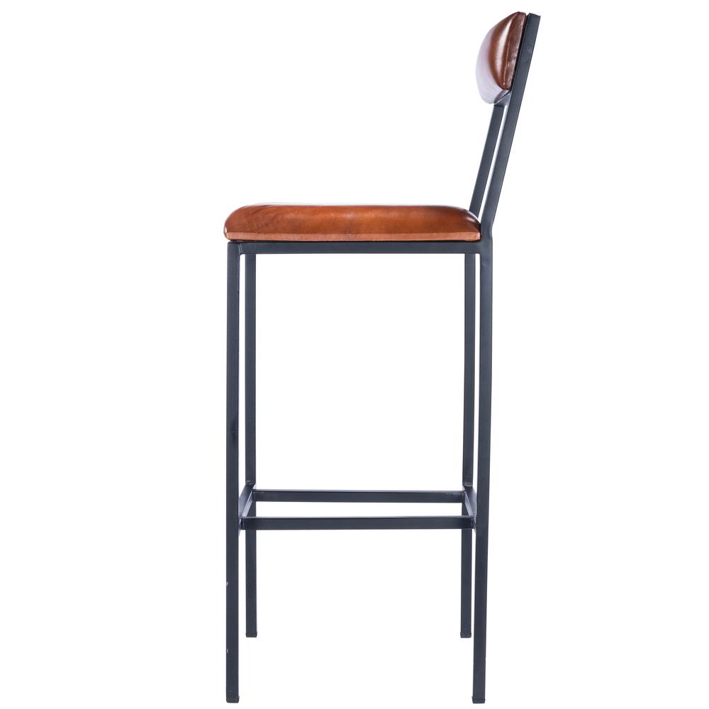 Lazarus Leather & Metal 31.5" Bar Stool, Medium Brown. Picture 3