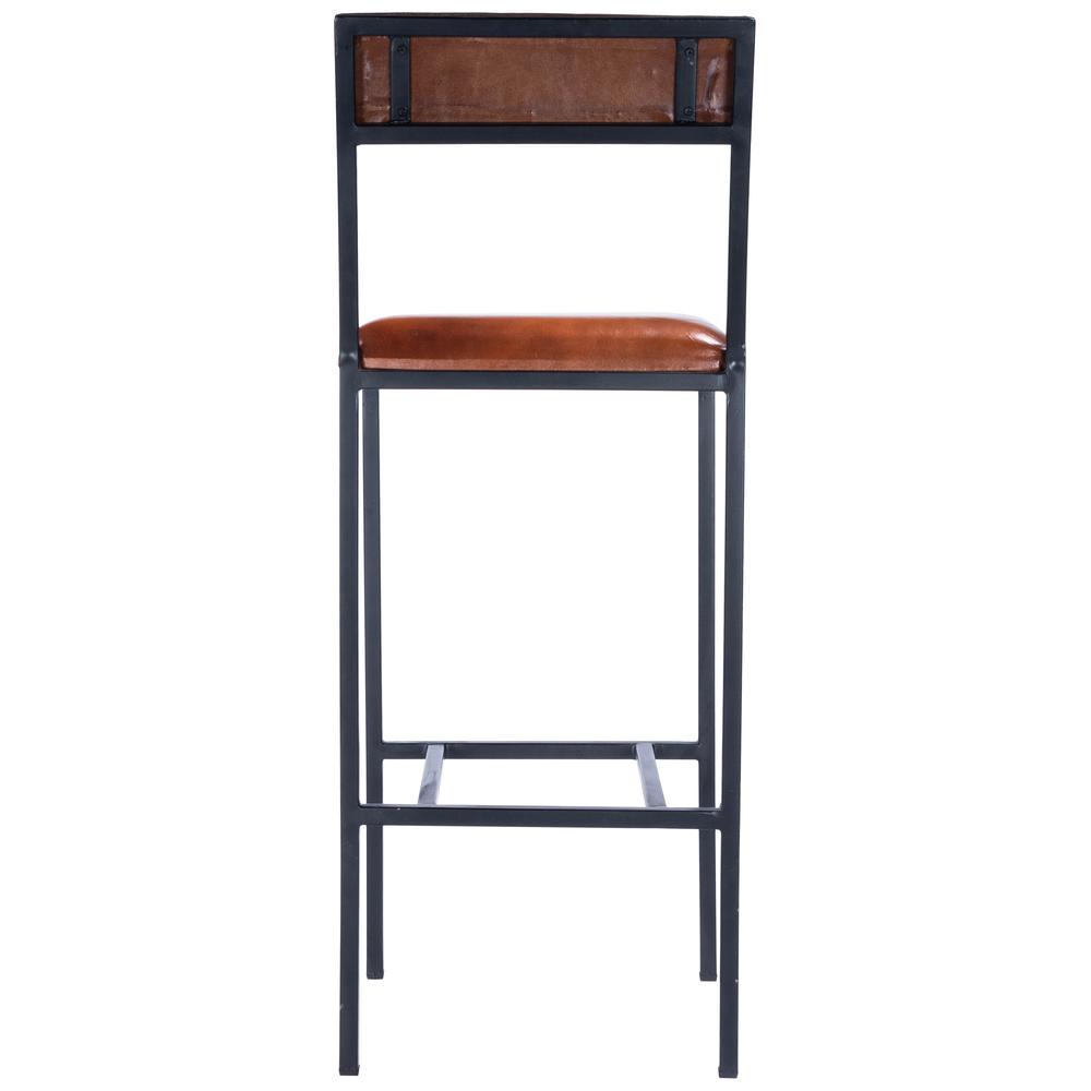 Lazarus Leather & Metal 31.5" Bar Stool, Medium Brown. Picture 4