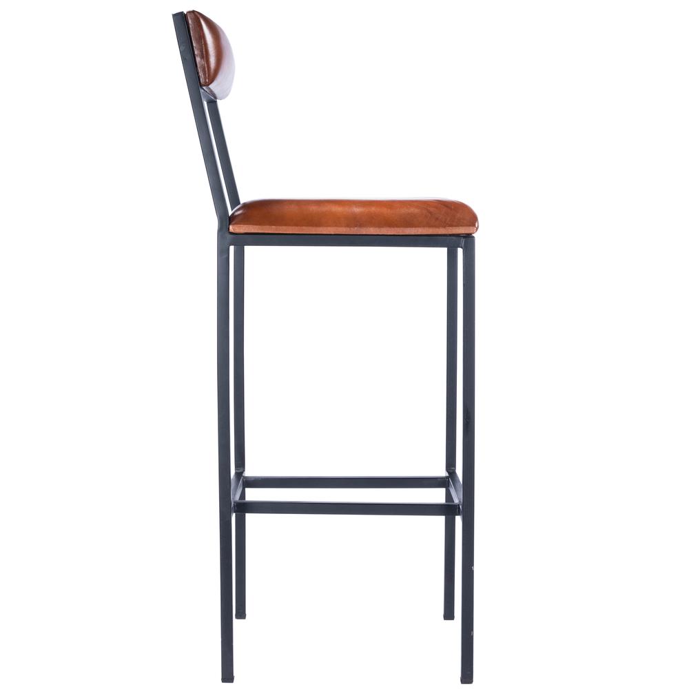 Lazarus Leather & Metal 31.5" Bar Stool, Medium Brown. Picture 5