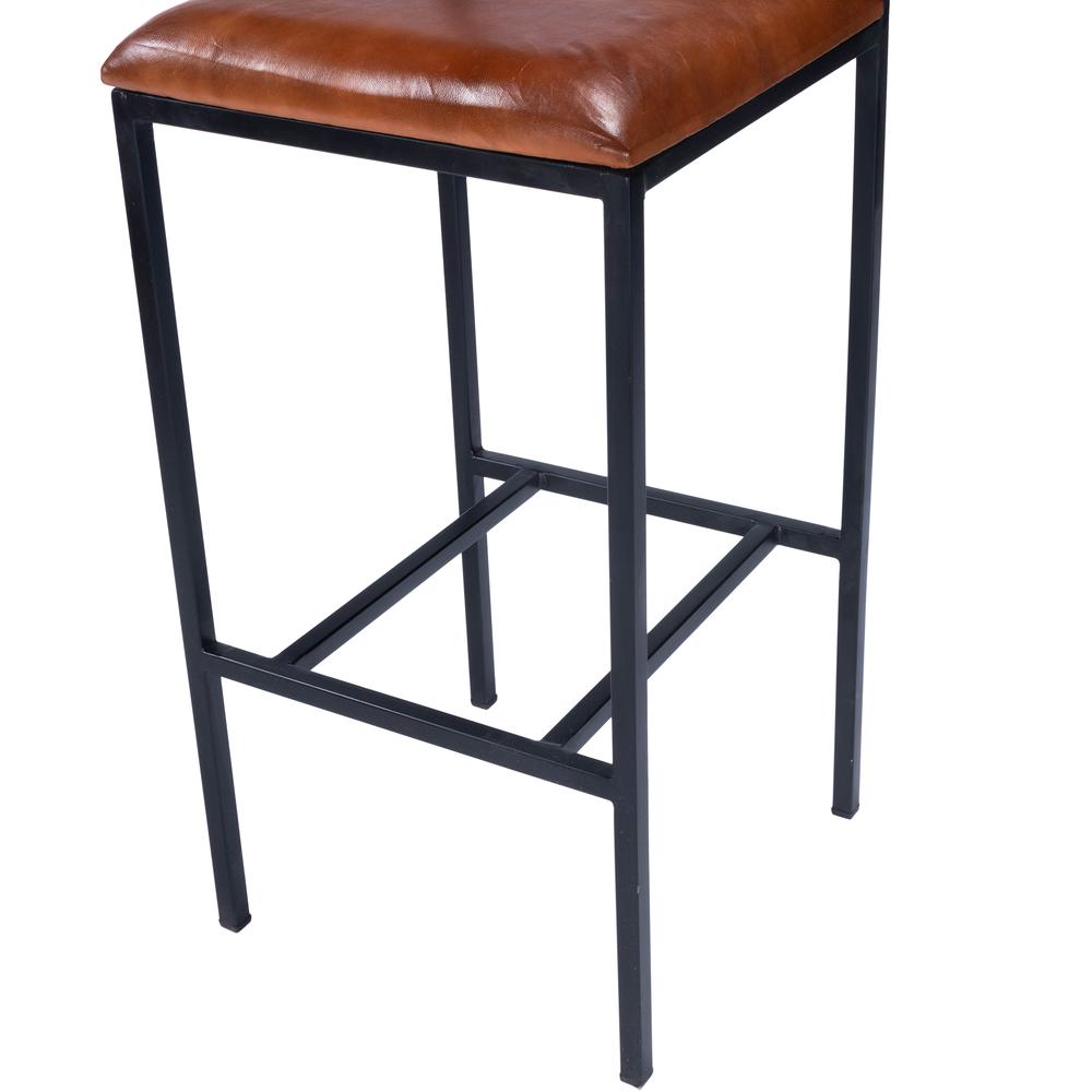 Lazarus Leather & Metal 31.5" Bar Stool, Medium Brown. Picture 8