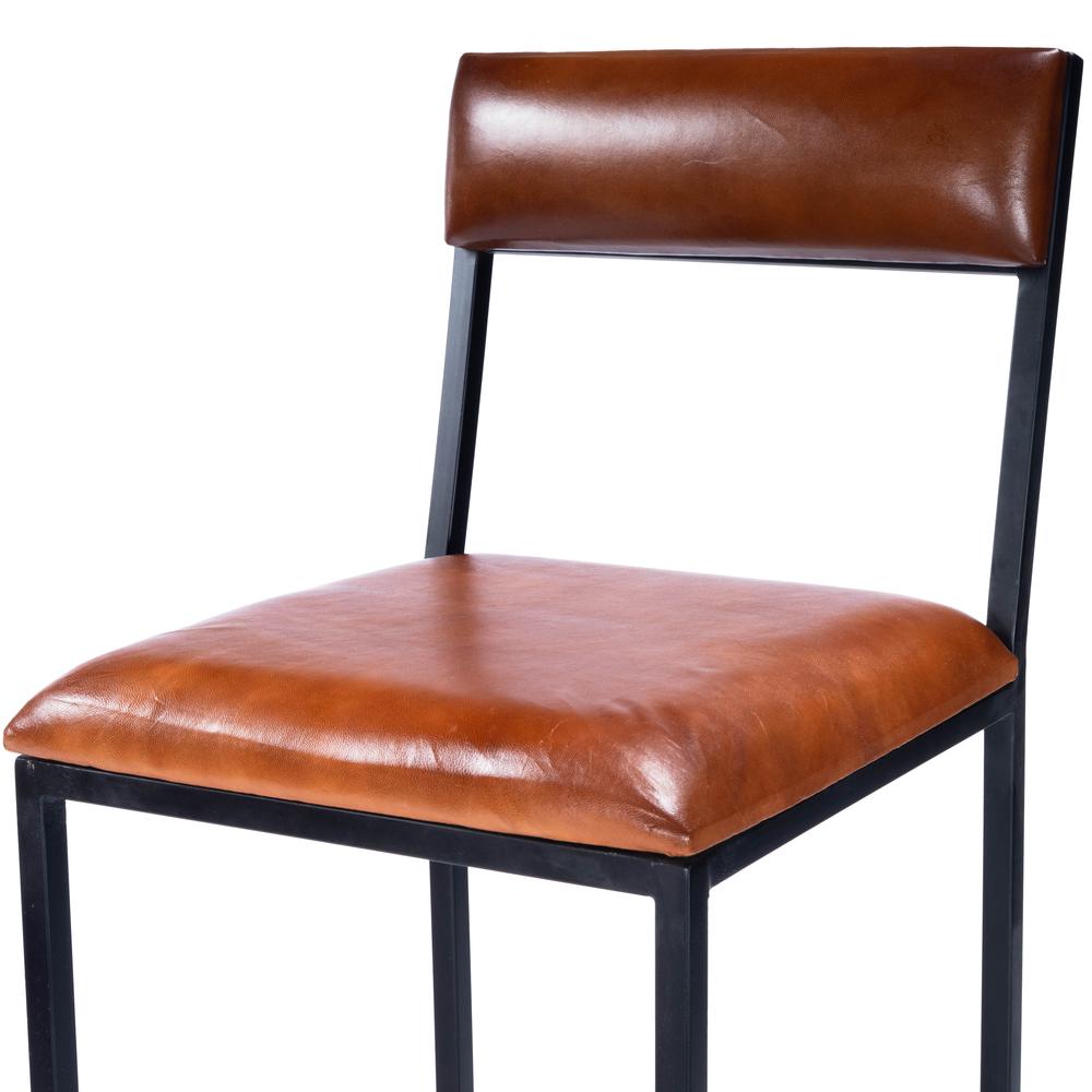 Lazarus Leather & Metal 31.5" Bar Stool, Medium Brown. Picture 9