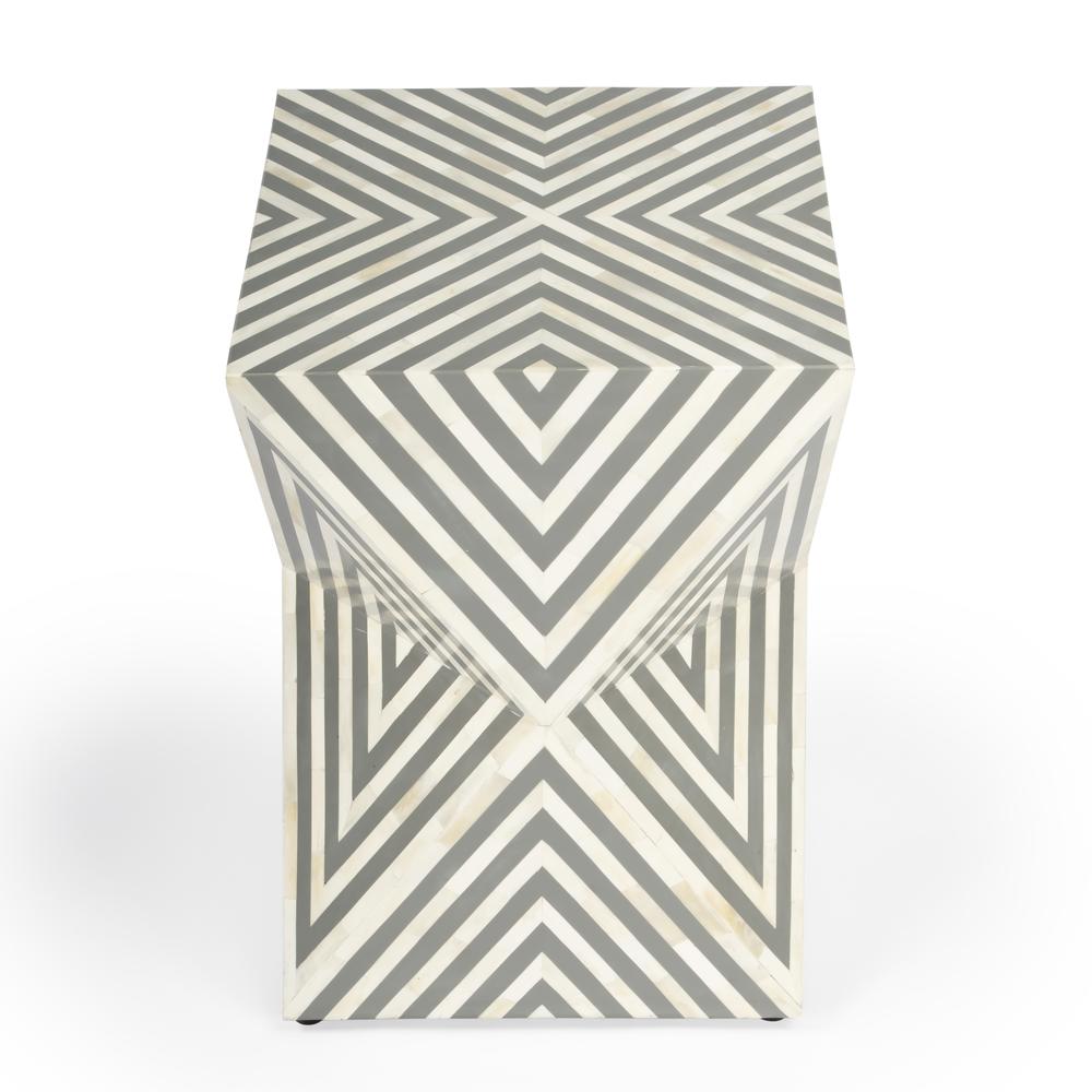 Anais and Grey Bone Inlay Side Table, Gray and White. Picture 2