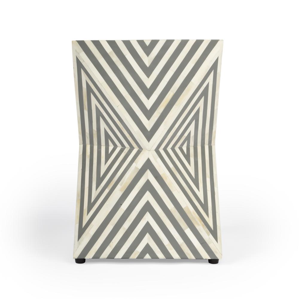Anais and Grey Bone Inlay Side Table, Gray and White. Picture 3