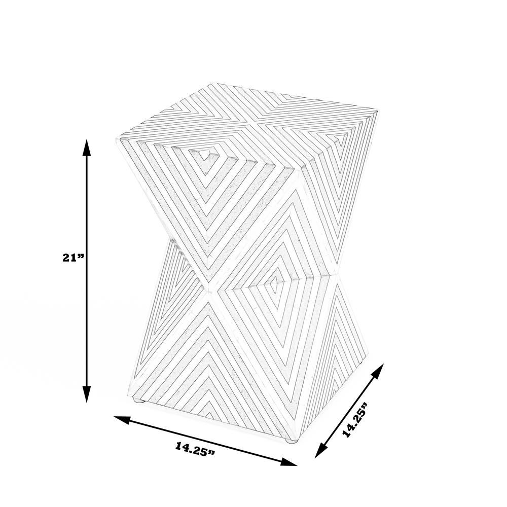 Anais and Grey Bone Inlay Side Table, Gray and White. Picture 9