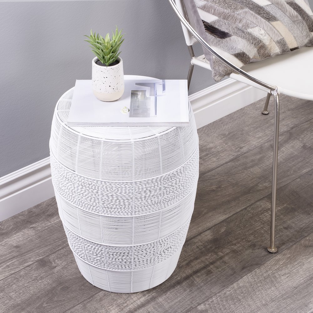 Bellarose  Metal Side Table, White. Picture 9