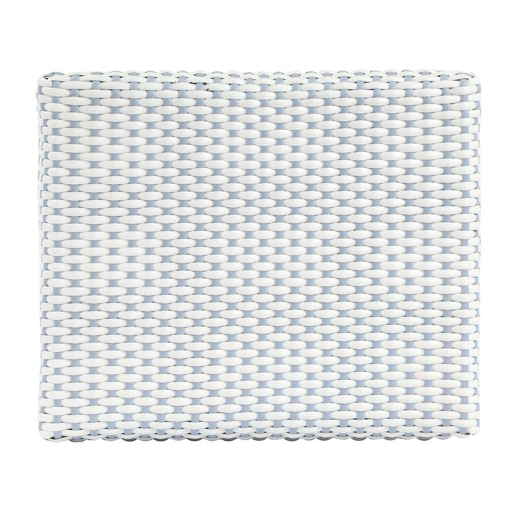 Robias Rectangular Rattan 24.5" Counter Stool, White and Sky Blue Dot. Picture 6