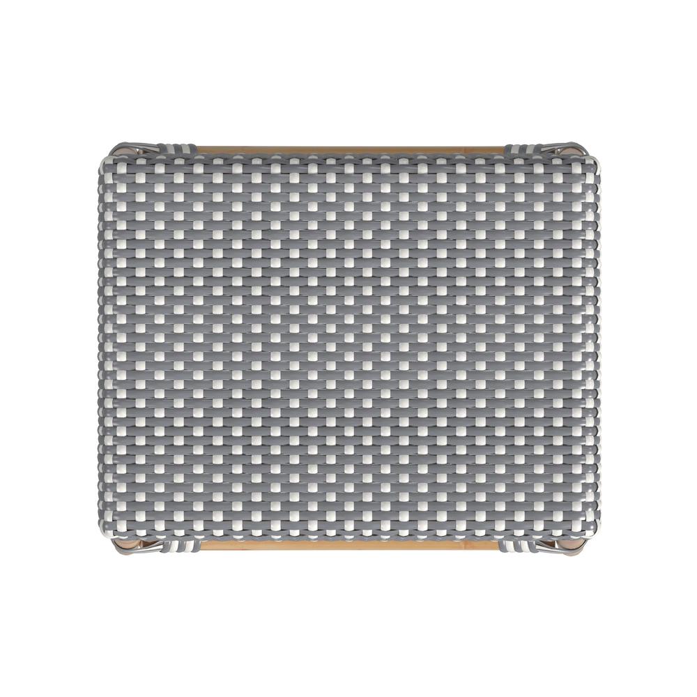 Robias Rectangular Rattan 24.5" Counter Stool, White and Gray Dot. Picture 4