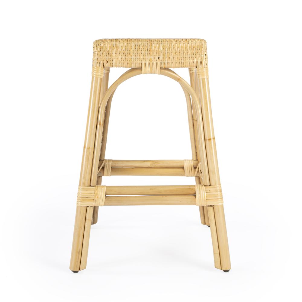 Robias Rectangular Rattan 24.5" Counter Stool, Natural. Picture 4